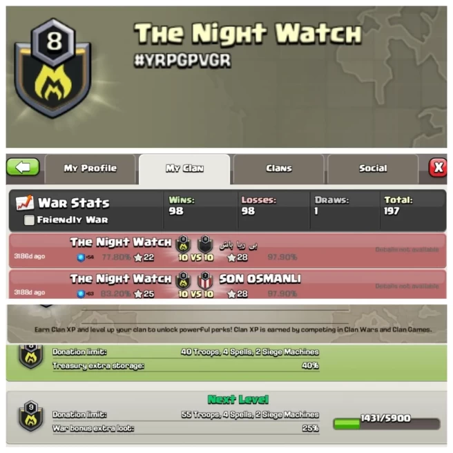 C411◆NAME: THE NIGHT WATCH◆LEVEL: 8◆WAR LOG: WINS & LOSS=98◆ENGLISH NAME