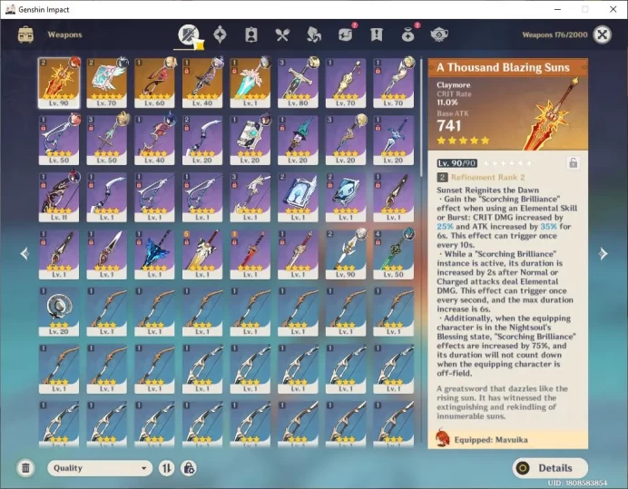 ASIA|AR 55| 3 Limited +5(*5Weapon)|Mavuika+sign,Arlecchino,Flins,MonaC1,QiqiC1|1Skin|McFeMale|TakeMail|CheckSS(GI5644)