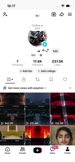Instanly Delivery/ Monetized 17K Real Followers+230K Real Likes Account/ Creator Rewards Program Activated/ Full Access