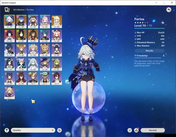 ASIA|AR 47|2 Limited+20(*4Character)|FLins,Furina|1145 Primo|MC Female|Low Explore Map|TakeMail|Check SS(GI5828)
