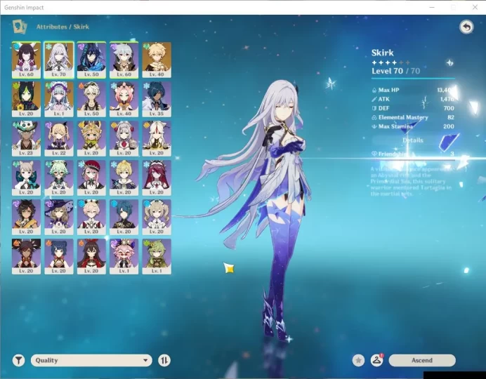 ASIA|AR 38|2 Limited+25(*4Character)|Columbina,Skirk|MC Male|Fregile Resin 57|Low Explore Map|TakeMail|Check(GI5842)