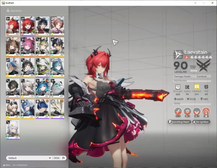 ASIA|Lv54|SSR6(3Limit)+13(*6WP)|(Laevatain,YvonneP1,Gilberta)+sign|Ars 4780|Gryphlink|TakeMail|Check(END1800)