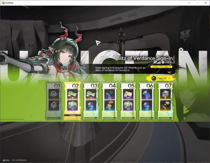 ASIA|Lv56|SSR7(4Limit)+15(*6WP)|(Laevatain,ZhuangFangyi)+sign,Gilberta,Tangtang,OprSel|Oro7370|Gryphlink|TakeMail|Check(END1801)
