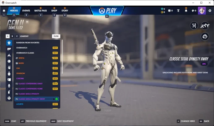 GENJI / CLASSIC SEOUL DYNASTY AWAY / Overwatch / Full Mail Access / see the picture / Please Read Description  / nzok