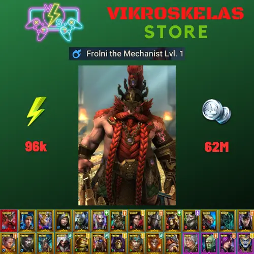 Starter with Mythical - Frolni : 96k energy / 62 mln coins / Var-Gall, Arix, Ninja + 20 Login Legendaries / Romero + Juliana