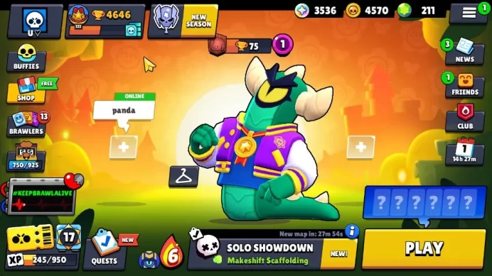 4646 Trophy|3K Bling 211 Gem|45 Brawlers 7 MAX Lv|2 Legend[Brawlentine's Bear] 1 Myth[Skadi Jessie] 13 Epic Skin|TakeMail|BS823
