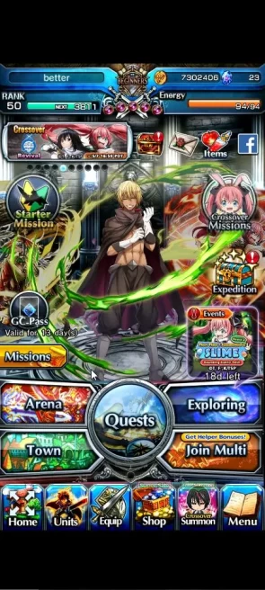 Global|Rank 50|3 Ascend+3 TW|(Veldora,Demon Lord Samurai Rimuru,Shuna)+TW|Lpot 53|Check SS(GS2414)