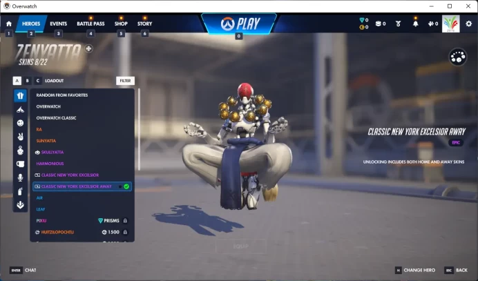 CLASSIC NEW YORK EXCELSIOR AWAY / 1 Gold Weapons / Full Mail Access / see the picture / Please Read Description  / JamesC