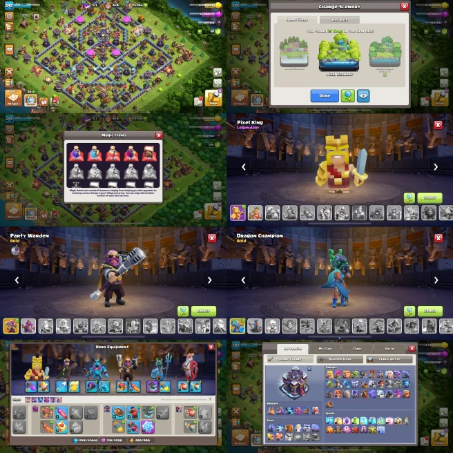 TH15 Max Level 245 | 4 Scenery | Hero Skins | Hero Equipment | Magic Items | Code257