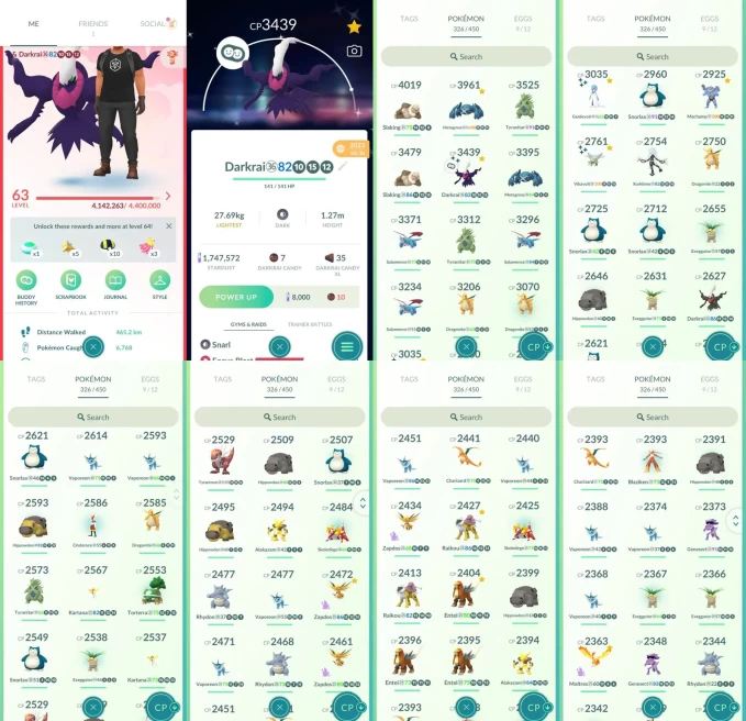 AC1149 -lv 63 Valor | x13 3000CP | x125 2000CP | x40 Legendary | x1 SHUNDO | x21 shiny | x6 100IV | 3000CP+ Slaking Metagross Tyranitar Darkrai 