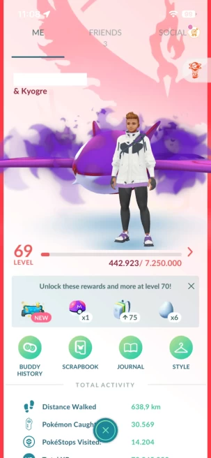 Level 69, 108 Shiny, 103 Legendary, 10 IV 100, 5 Shiny Legendary, 26 Shadow Legendary