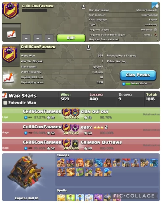 LEVEL 29 || MASTER 3 || MAX CC || NAME : CHILLICONFARMER || WARLOG , W-L-D-T  : 569-440-9-1018