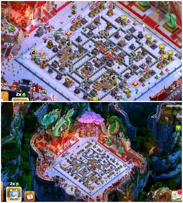 [Year Of Ths Snake Scenery]||Th15 Max||Heros:90-90-63-65-40-8||8 Epic Equipment||2332 War Stars||8 Skins||Exp:218
