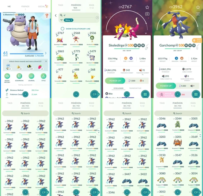 AC1444 -lv 61 Mystic | x70 3000CP | x199 2000CP | x71 Legendary | x9 SHUNDO | x80 shiny | x70 100IV | x42 100IV 3000CP+ Garchomp | 3000CP+ x12 M
