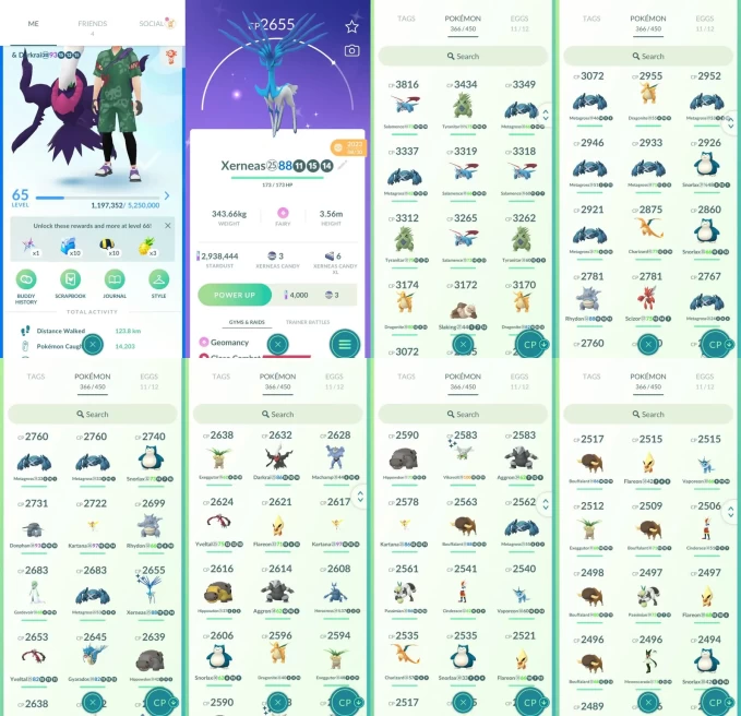 AC1445 -lv 65 Mystic | x13 3000CP | x179 2000CP | x48 Legendary | x1 SHUNDO | x59 shiny | x9 100IV |Shiny Xerneas Darkrai Guzzlord | Strong Sala