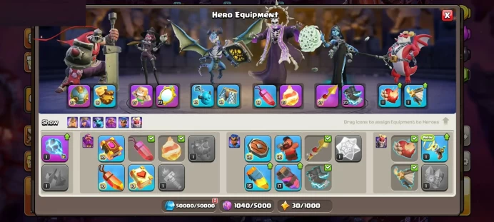 TH18 MAX EQUIPMENT EPIC - GLOBAL TOP RANK - 5484 WAR STARS - 6 LEGENDARY EXCLUSIVE HERO SKIN - FREE NAME - LOTS OF MAGIC ITEMS - GEMS TH 18