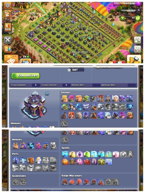 M100◈Th 14 Full Max 15 New◈Half Of Max Lvl Heros◈6 Epic Equipment◈5 Heros Skin◈BH 10◈Dragon Statue◈Fully Loaded Magic Item