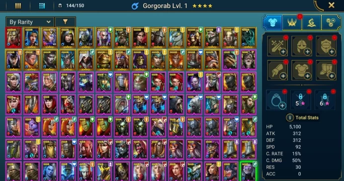 Starter with Mythical - Gizmak : 92k energy / 63 mln coins / Gwyndolin, Dreng, Warchief, Arix, Ninja + 20 Login Legendaries