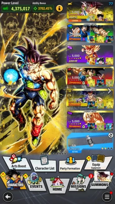 424M Total Power|LV 163|2LR+3UL+17LL|Bardock,SS3 Goku(Mini)|SS Goku(Red),Golden Frieza,FF Frieza:Full Power|Android|(DBL1037)
