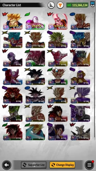 115M Total Power|LV 149|3UL+9LL|SS Goklu(Red),FF Frieza:Full Power,UGA Buu: Super|Android|(DBL1038)