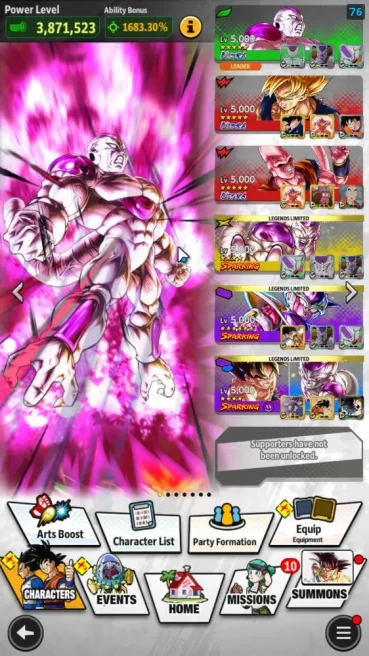 115M Total Power|LV 149|3UL+9LL|SS Goklu(Red),FF Frieza:Full Power,UGA Buu: Super|Android|(DBL1038)