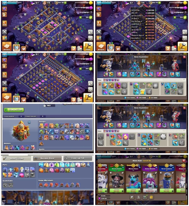 M181【Cosmic Scenery-Th 16 Max Left Wall-Upgrading】6 Epic+Normal Equipment Max◆Hero: 80,90,61,70,40,12◆Lunar King,Cosmic Queen+13 Skins◆BH 10