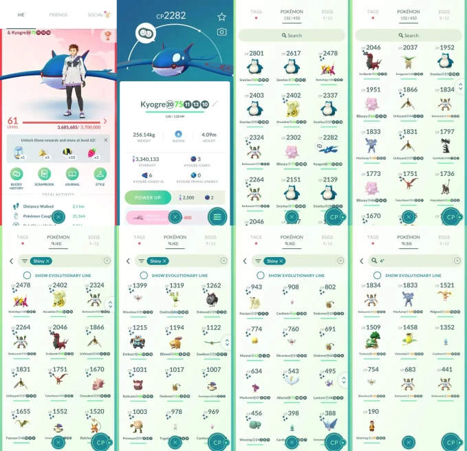 ACm1453 -lv 61 Valor | x14 2000CP | x1 Legendary | x42 shiny | x10 100IV | Kyogre | Shiny Arcanine Skeledirge Talonflame Emboar Blastoise Ditto