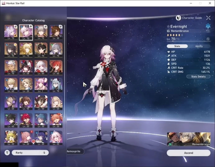 Asia|TL 60|7 Limited|Aglaea+Sign,Castorice,Evernight,Dante,Sparkle,Ruan Mei,Etc|MC Male|Amphoreus|Take Mail|CheckSS(HSR6366)