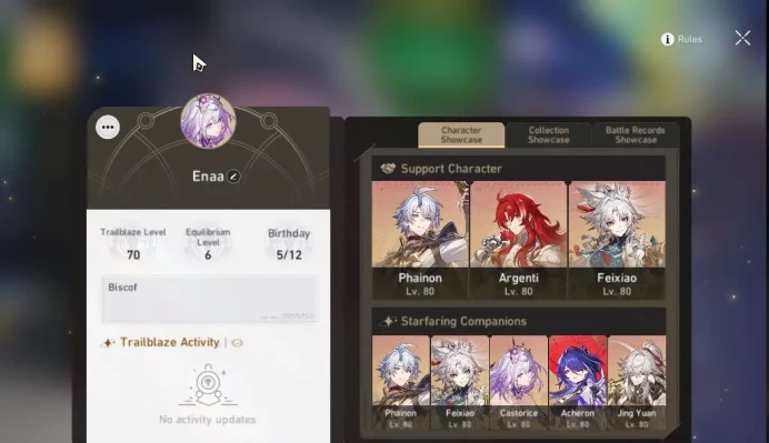 Asia|TL 70|2,7K SJ|21 Limited|Robin+Sign,Castorice,Cyrene,Phainon,Sunday,Kafka,Fugue,Saber,Etc|Mc Male|TakeMail|CheckSS(HSR6371)