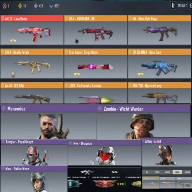 Lv400 CODM Account | Mythic AK117 Lava  | 10 Legendary (DR-H Kurohana) | 413 Epic Guns 