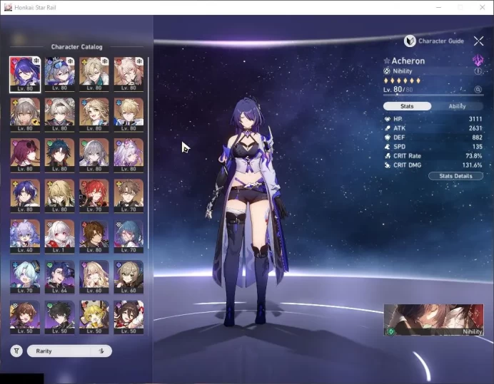 Asia |TL 70|9,9K SJ+17 SRSP|9 Limited|Firefly+Sign,Castorice,Kafka,Acheron,Jiaoqiu,Etc|Mc Female|Take Mail|Check SS|(HSR6389)