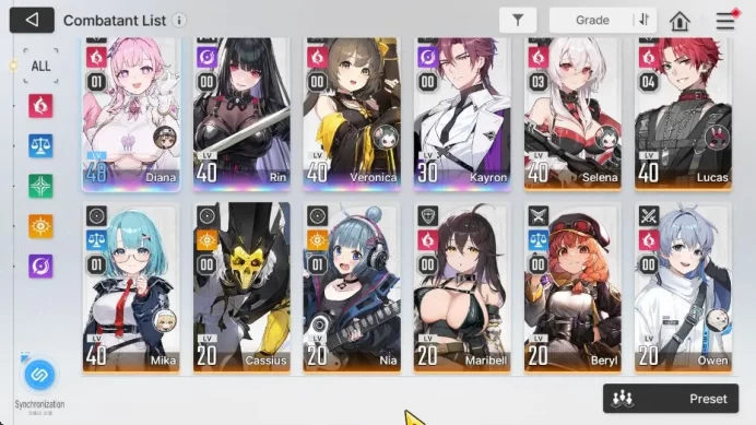 GLOBAL Lv40|4 SSR[DianaM1,Rin,Veronica,Kayron]+10 SR[MikaM1,Beryl,NiaM1,SelenaM3,Etc]+15 SR Partners|Log Stove|Check SS(CZN1817)