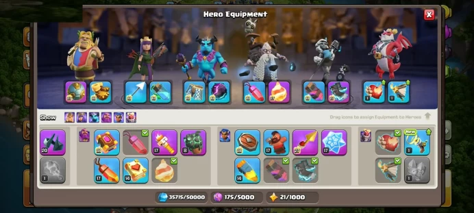 TOP GLOBAL RANK | 95% ALL MAX | FREE NAME | MAX EQUIPMENT EPIC | 2130 WAR STARS | HERO SKIN GEMS