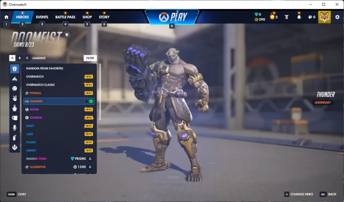 DOOMFIST / THUNDER / 5 Gold Weapons / Full Mail Access / see the picture / Please Read Description / zeqi