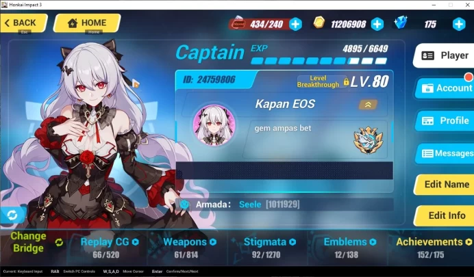 SEA Lv 80|2 Fullset|Rita ME 4/4,Theresa Apocalypse LuVoCL 4/4,Raiden Mei XDC 3/4,Coralie VB 1/4,Prometheus,etc|TakeMail|(HI868)