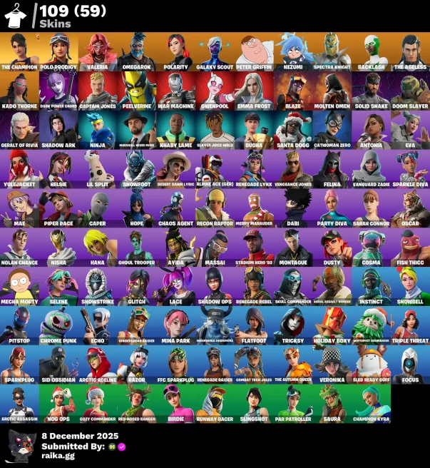 [PC/PSN/XBOX] 109 skins | Renegade Raider | The Champion | Polo Prodigy | Valeria | Omegarok | Polarity | Galaxy Scout |