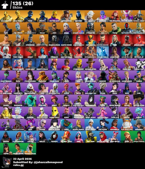[PC/PSN/XBOX] 135Skins *42 Max styles*|Surf Witch,Rebirth Raven,Itachi Uchiha,Lexa,Mandalorian,Skye,Fixer,Fade,Gaara,|Full Access