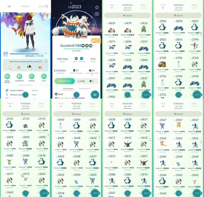 AC1464 -lv 66 Mystic | x9 3000CP | x231 2000CP | x38 Legendary | x1 SHUNDO | x37 shiny | x14 100IV | Shiny x2 Guzzlord Genesect Zapdos | Salamen
