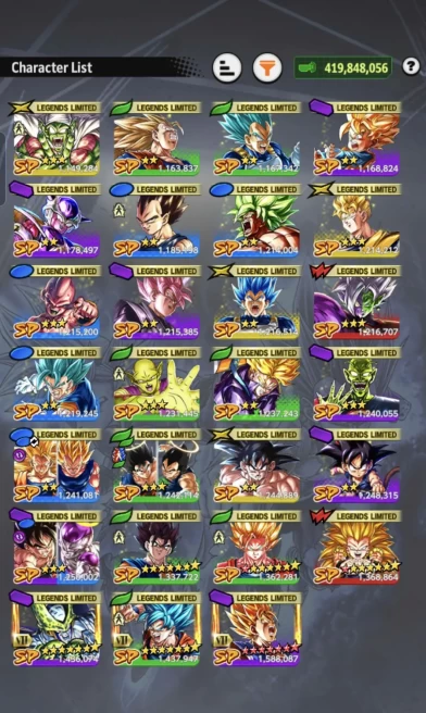 B88-IOS+Android-Meta Account-2 LR Full Red Star(Vegito+Piccolo)+27 Legends+Vip Equipment+15 Zenkai+419 Millions Power+Good Team+SS2 Goku+Gotenks