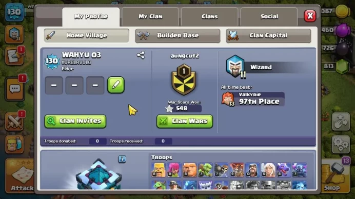 TH 13 - BH 5 | Limited Skin | LV 130 | HH 7 |BK 51,AQ 58,GW 21,MP 24,RC 7,BM 4|CN NO|Protect OFF|TAKE MAIL(COC2098)