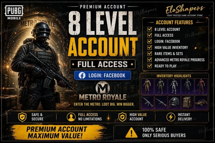 【Facebook】Metro Royal ◈ 8 Level ◈ Ranked Ready ◈ Middle East ◈ Name/Server Changeable ◈ Full Access ◈ Instant Delivery #PM7