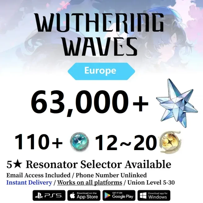 [Europe Server] Reroll Account 65000+ Astrite | 47 Radiant Tide | 119 Lustrous Tide