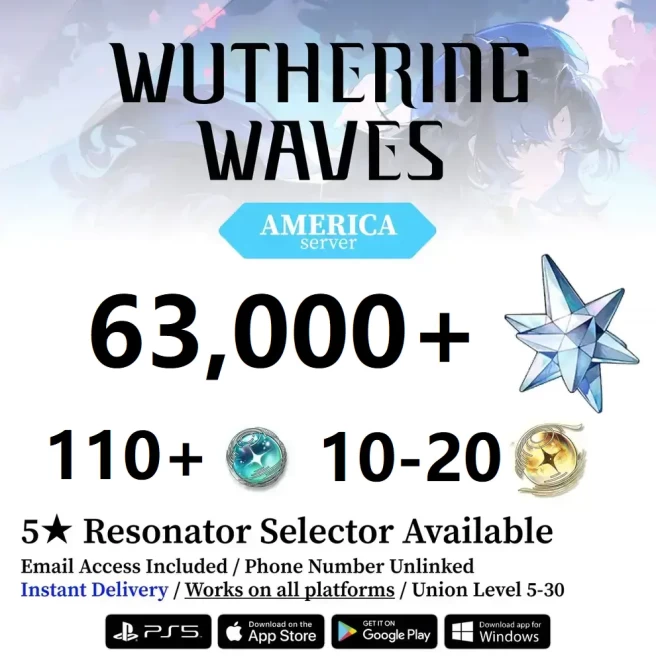 [America Server] Reroll Account 63000+ Astrite | 10 -20 Radiant Tide | 110+ Lustrous Tide