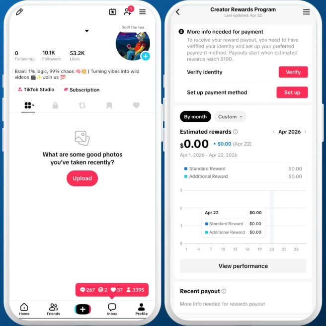 [FRANCE] Fully Monetized Creator Rewards Program Account – 10K Real Followers & 53K Likes | Instant Earnings, Full Access & Good Standing