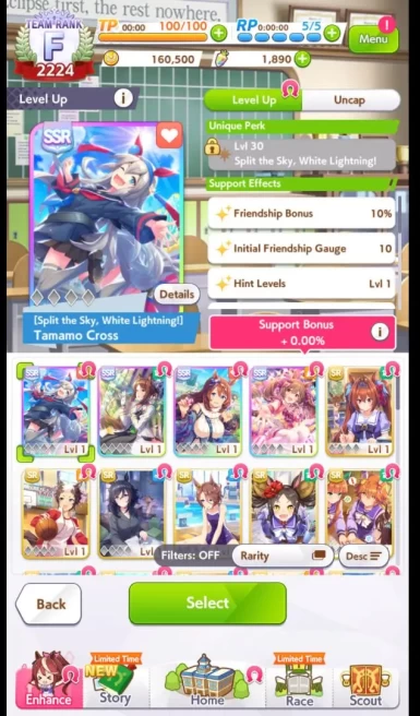 GLOBAL|TeamRank 3K|4SSR SupCard(Tamamo,Fine,Etc)12SR|3Traine*2(Gold Ship,Vodka,Etc)|1.8kCarat1VoucherExchange|ID|Check SS(UM753)