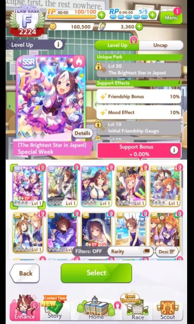 GLOBAL|TeamRank 3K|3SSR SupCard(SpecialWeek,Etc)8SR|3Traine*2(Gold Ship,Vodka,Etc)|3.3kCarat1VoucherExchange|ID|Check SS(UM754)