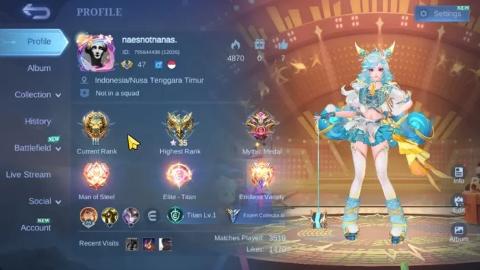 Hero 83|Skin 160|CC Khufra,LBox Kimmy,P ACE Cici,Venom Harley,Blazing Franco,SABER Saber,2 Mystik,Etc|Take Email|(MLBB2150)