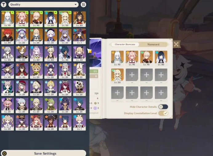 ASIA | AR55 | Zibai C2, Linea, Kazuha, Yelan Core | 4 Limited + 1*5 Weapon | 1 Skin | Female MC | Take Mail | SS Ready (GI5801)