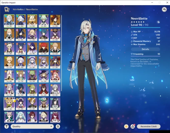 ASIA|AR 56|7 Limited +4(*5Weapon)|Neuvillete+Sign,Varka,CLorinde,furina,Xilonen,Raiden,Chiori|MC Male|Take Mail|Check SS(GI5945)