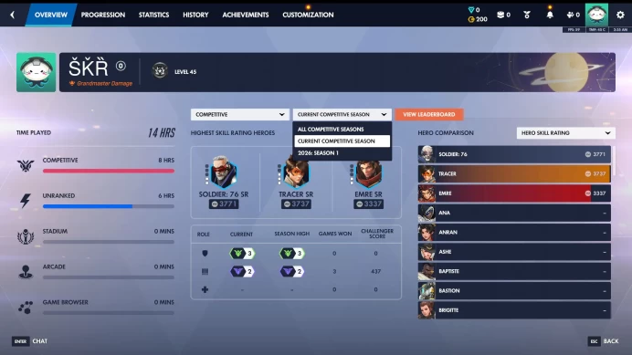 Season 2 ⌁ Grandmaster 2 DPS & Master 3 Tank ⌁ GM2 Damage & M3 Tank ⌁ TOP 30 MMR ⌁ Moira Pasque Skin ⌁ Free Btag Change ⌁ Perfect Smurf